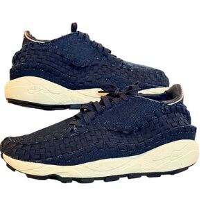 Nike Air Footscape Sneakers Navy Blue Woven Denim Athletic Shoes Size 8 Women's